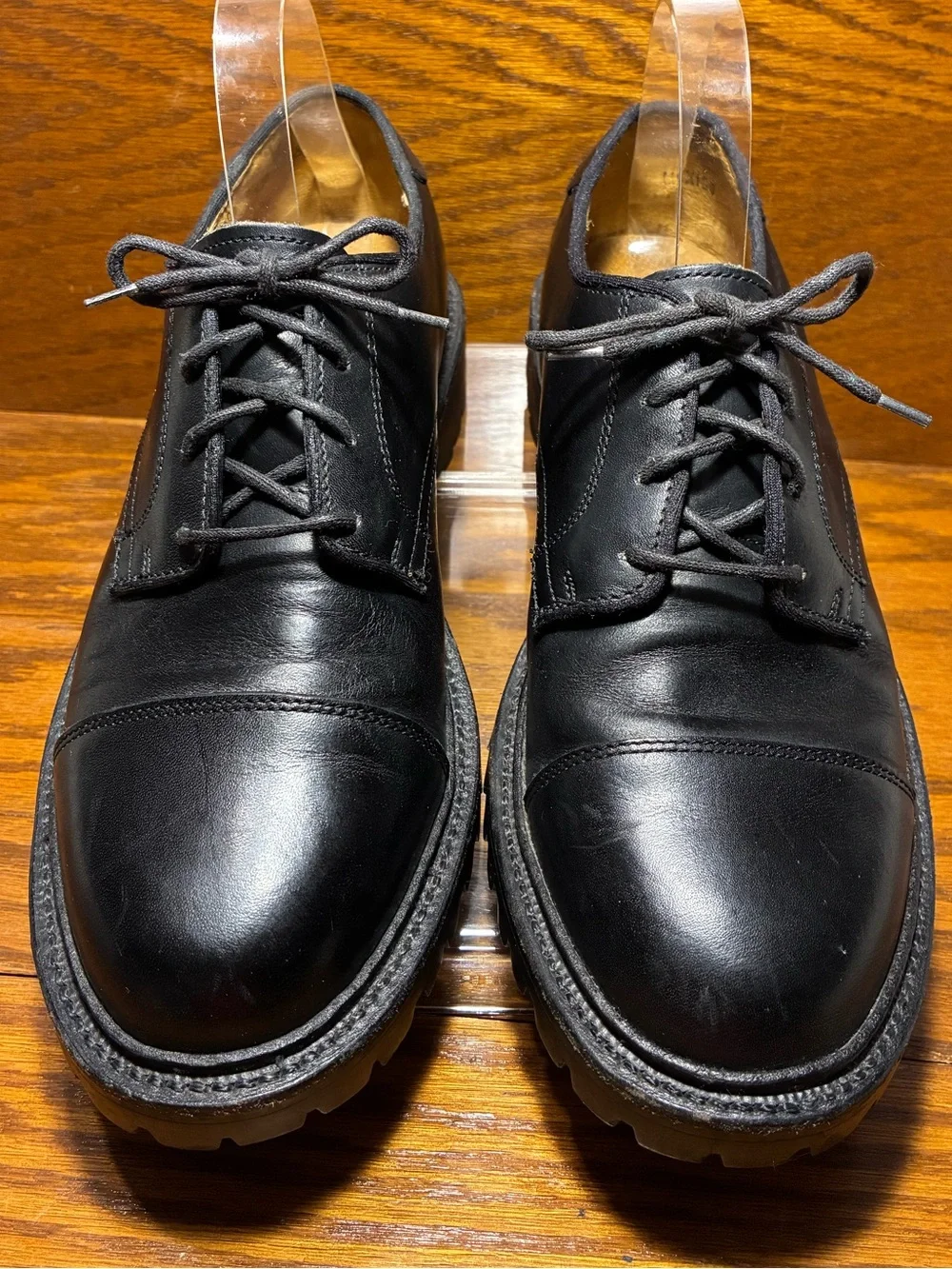 J.Crew Lug Sole Cap Toe Oxford Derby Shoes Black Leather Mexico Made Men’s 8